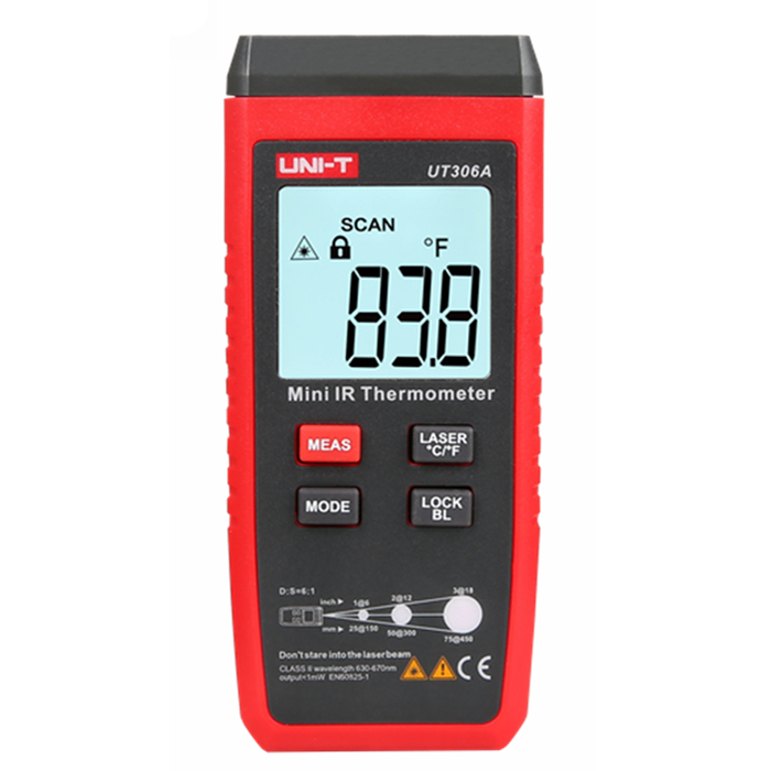 

UNI-T UT306A Mini LCD -35~300℃ Infrared Thermometer Red Laser Temperature Meter ℃/℉