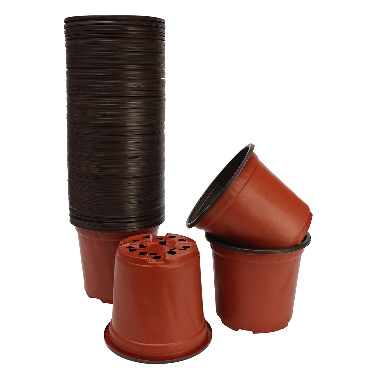 100Pcs Plastic Garden Nursery Pot Flower Terracotta Seedlings Planter Containers Set 16