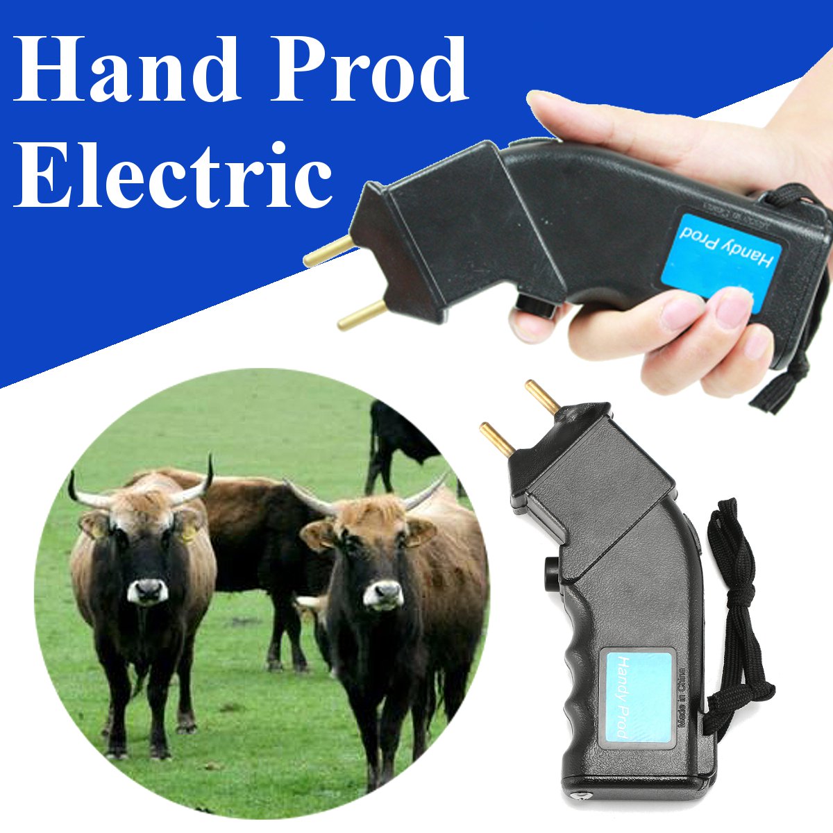Electric Power Drive Hand Prod for Cattle Dogs Sheep Animals.