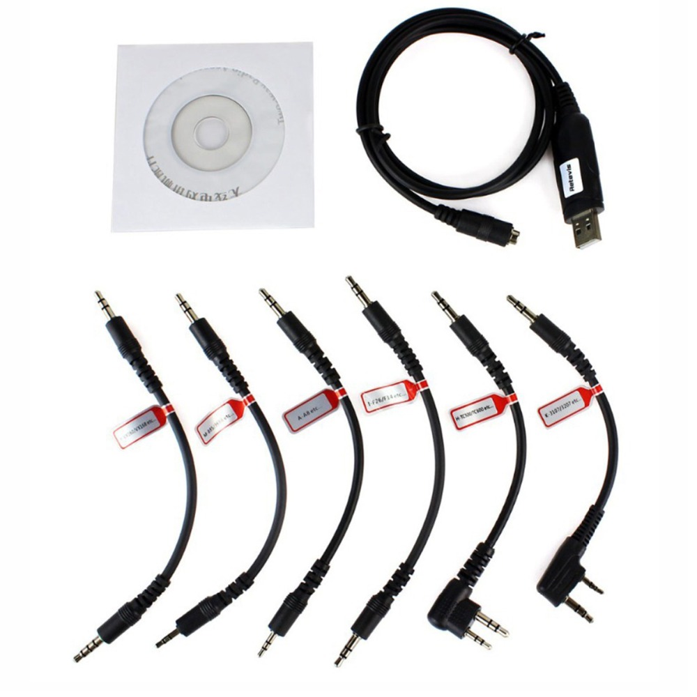 

6 in 1 USB Programming Cable For YAESU BAOFENG UV-5R BF-888S For KENWOOD PUXING For Motorola For ICOM Radio Walkie Talkie C9002A