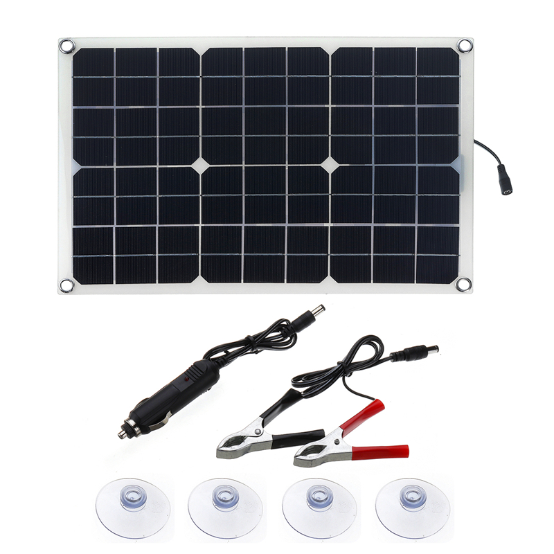 

20W 5V USB Output Monocrystalline Silicon Solar Panel Kit with Double USB Port/Crocodile Clip & Cigarette Lighter & Suction Cups