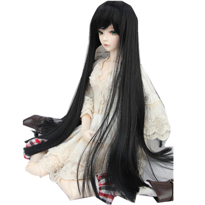 

BJD Doll Wig 8-9" 22-24cm 1/3 BJD SD Long Straight Hair Black Toy Costume Wig