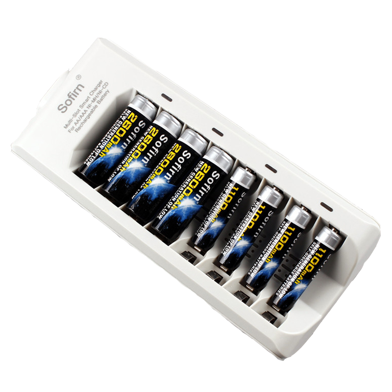 

Sofirn 8 слотов Smart Батарея Зарядное устройство AA AAA NiMH NiCd аккумуляторная Аккумуляторы US / ЕС Plug со световым