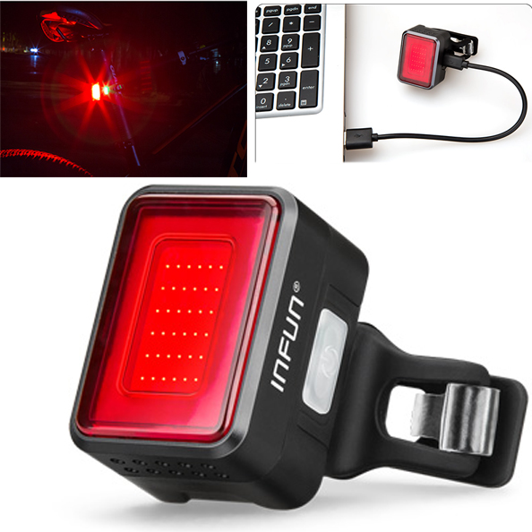 

infun F50 50LM Automatic Brake Induction 180° Floodlight Taillight 45g 4 Modes IPX5 Waterproof USB Rechargeable
