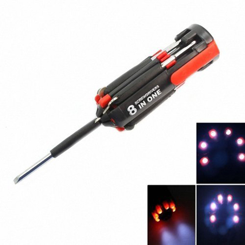 

8 in 1 Multifunction Screwdriver With 6 LEDs Torch Tools Portable Flashlight Car Repair Work Light