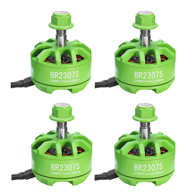 

4X Racerstar 2307 BR2307S Green Edition 2200KV 2-5S Brushless Motor For X220 250 300 RC Drone FPV Racing