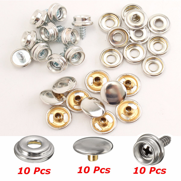 

10Set Stainless Steel 3/8 Inch Boat Cover Canopy Fittings Fastener Snap Kit with Tools