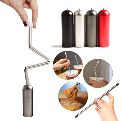 

LAOTIE Stainless Steel Drinking Straw Outdoor Camping Picnic Foldable Portable Reusable Water Tube With Keychain Hole