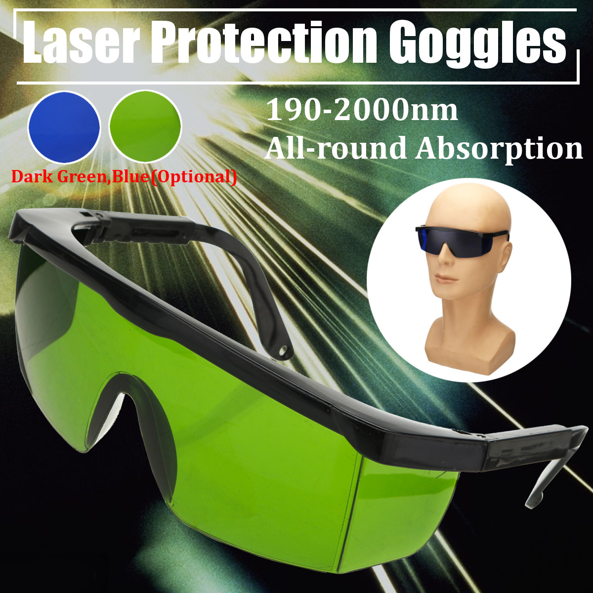Pro Laser Protection Goggles Protective Safety Glasses IPL OD+4D 190nm-2000nm Laser Goggles 15
