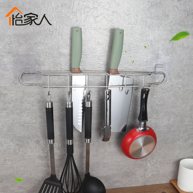 

Kitchen Rack Stainless Steel Hanging Kitchen Insert Spatula Hook Dish Rack Wall Hanging Rack Free Punching