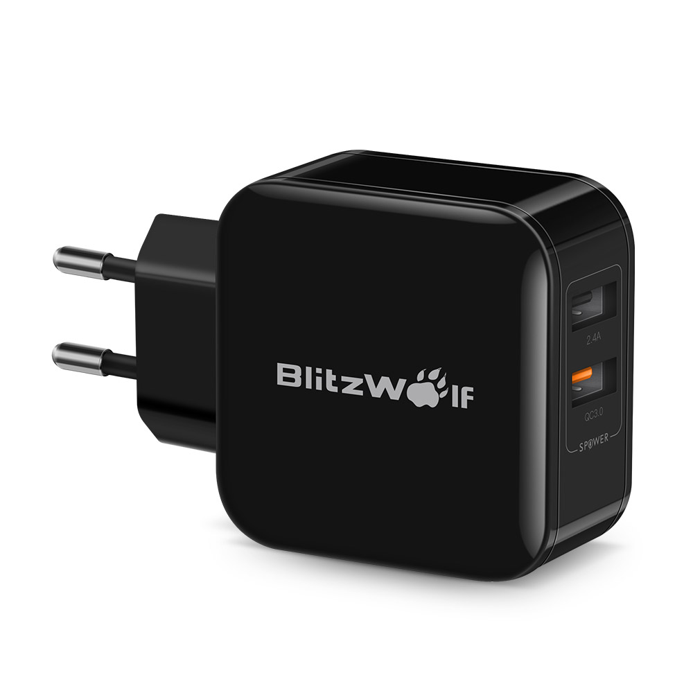 BlitzWolf® BW-S6 QC3.0 + 2.4A 30W двухпортный USB EU адаптер для зарядного устройства с Power3S Технологией