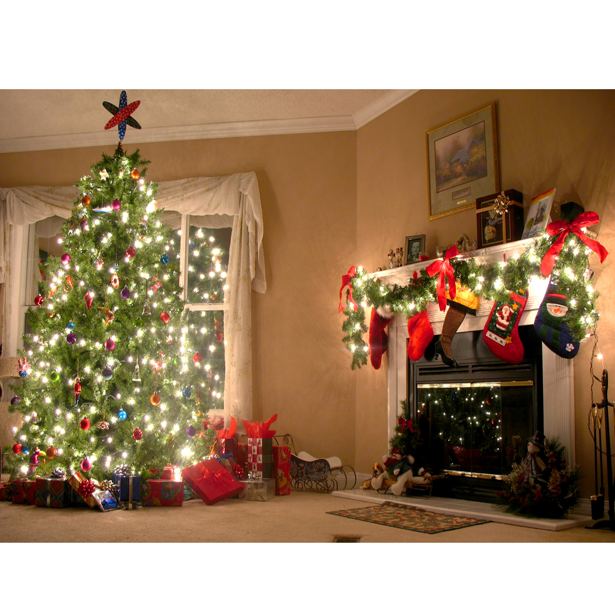 

7x5FT Christmas Tree Stocking Baby Photo Backdrops Photography Background Studio Props