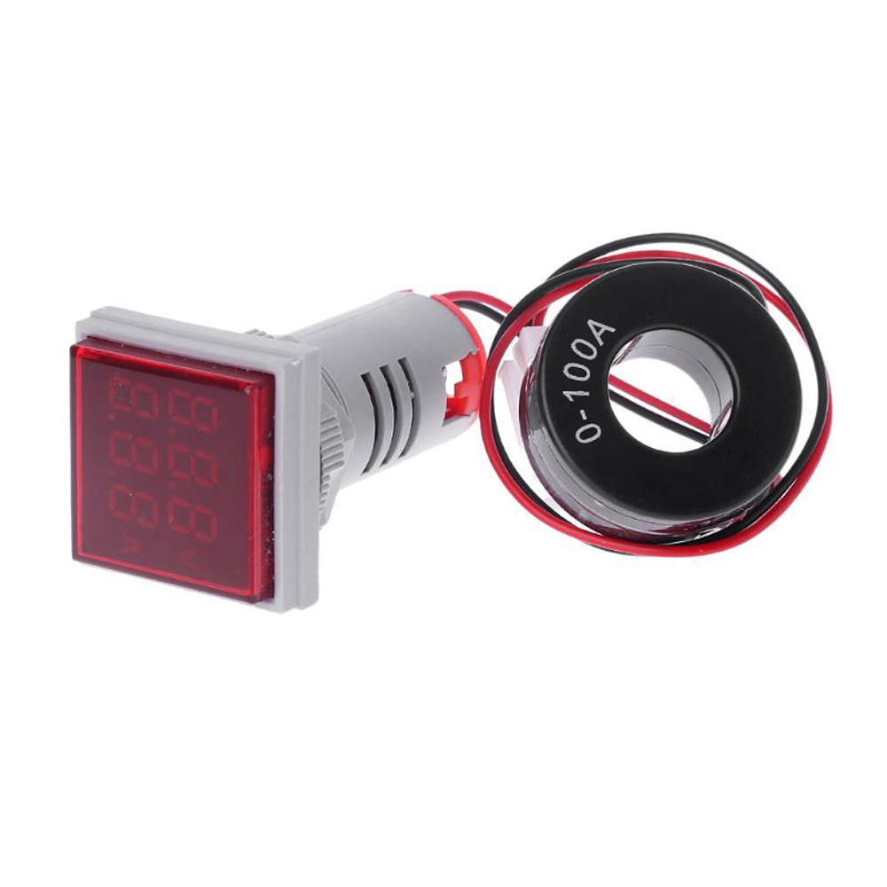 

3pcs Red Light AC 60-500V 0-100A D18 Square LED Digital Dual Display Voltmeter Ammeter Voltage Gauge Current Meter