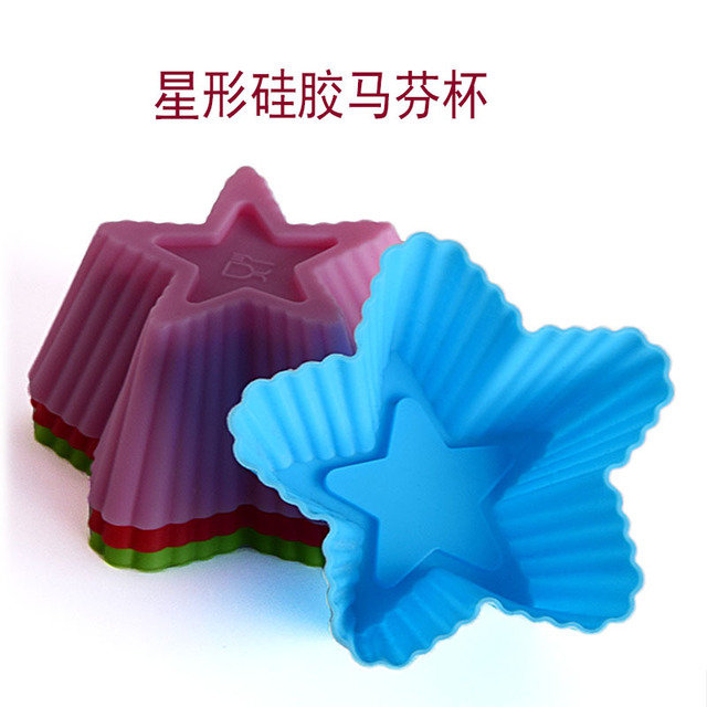

Jiaju Thickening Five-pointed Stars 7cm To Make Cake Mold Silicone Muffin Cup Baking Tools Oven Baking Mold