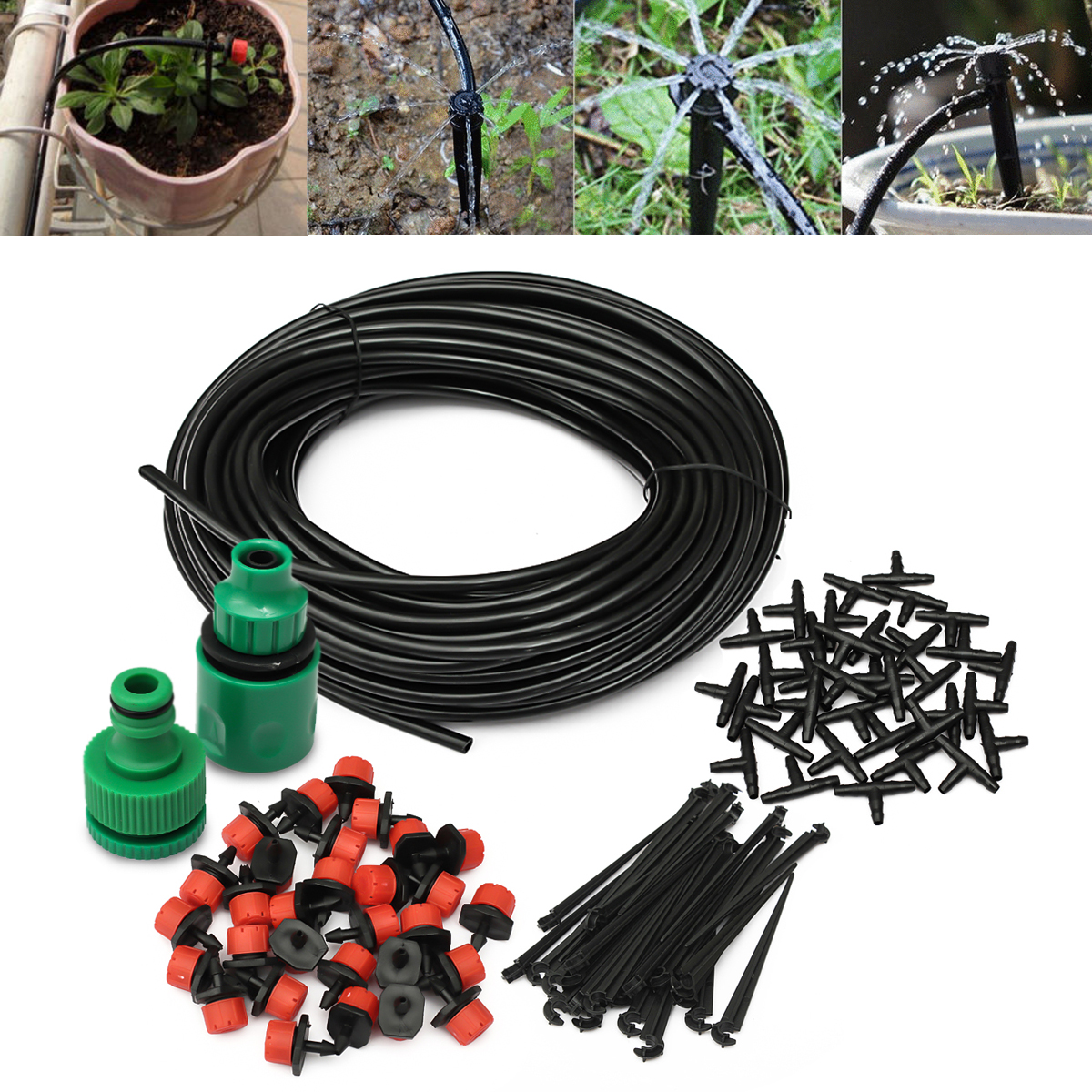 

30m Micro Drip Irrigation Hose Watering Kit Automatic Garden DIY Plant Greenhouse Water System