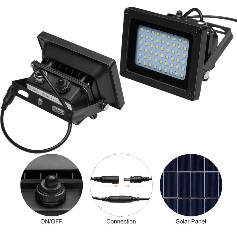 400LM 54 LED Solar Panel Flood Light Spotlight Project Lamp IP65 Waterproof Outdoor Camping Emergency Lantern With Remote Control 46