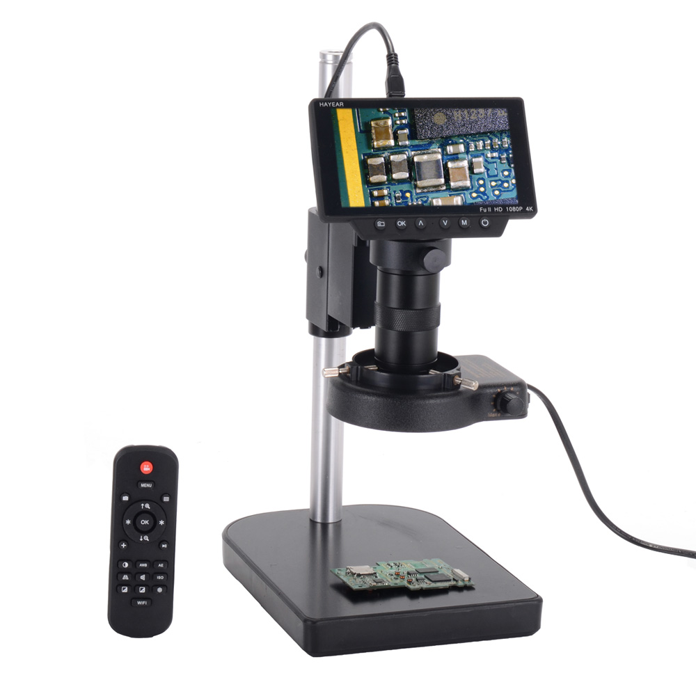 

HAYEAR 5 Inch Screen 16MP 1080P 60FPS HDMI USB & WIFI Digital Industry Microscope Camera +Table Stand +100X C-mount Lens