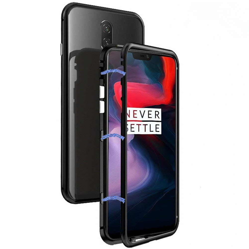 

Bakeey™ Magnetic Adsorption Metal Frame Temerped Glass Back Cover Protective Case For OnePlus 6T
