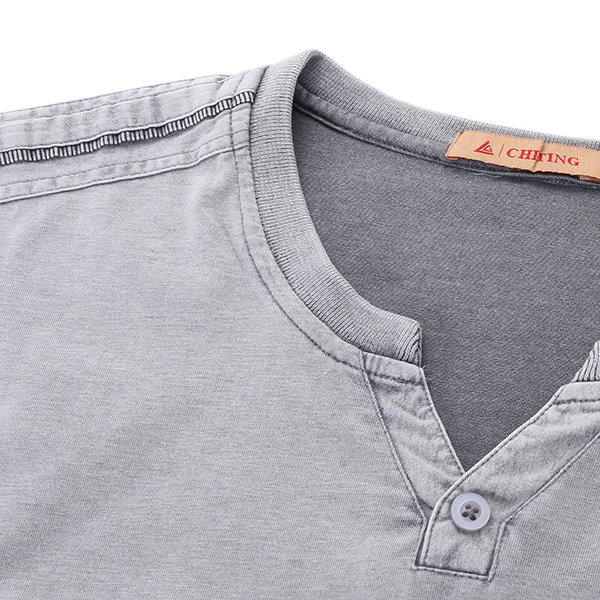 Summer Casual V Neck Comfort Cotton T-shirt Men's Fashion Chest Pocket Tops Tees