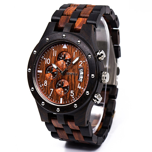

BEWELL ZS-W109D Calendar Casual Style Unisex Wood Watch