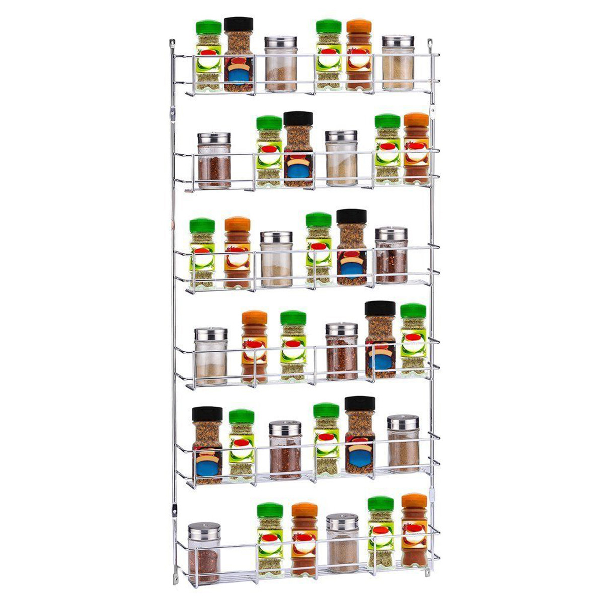 

6 Layers Kitchen Spice Storage Rack Organizer Shelf Pantry Wall Mounted Hanging Holder