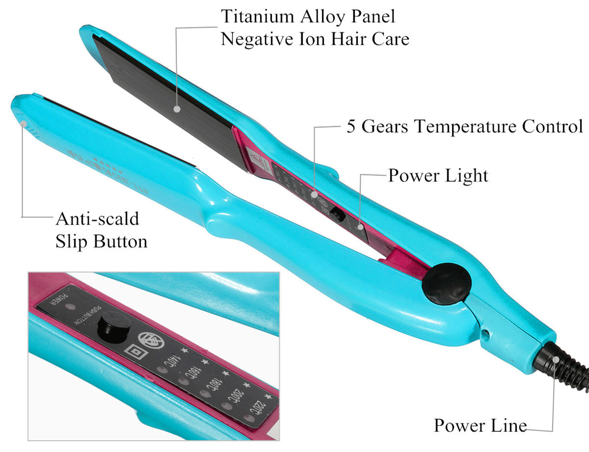 Hair Straightener Styling Flat Iron Temperature Anion Titanium Plate Perm Hairdress Tools