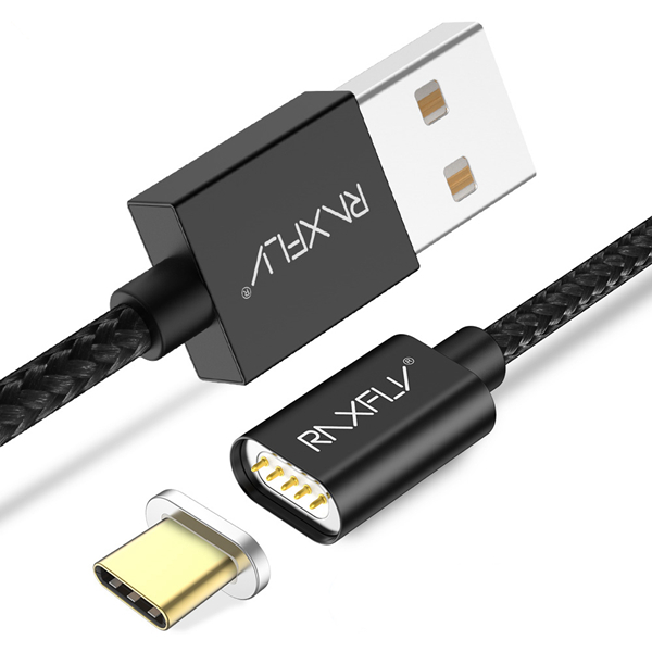 

RAXFLY 2.4A Magnetic Type C Braided Charging Data Cable 1M For Onplus 6 5t Xiaomi Mi8 Mi A1 S9