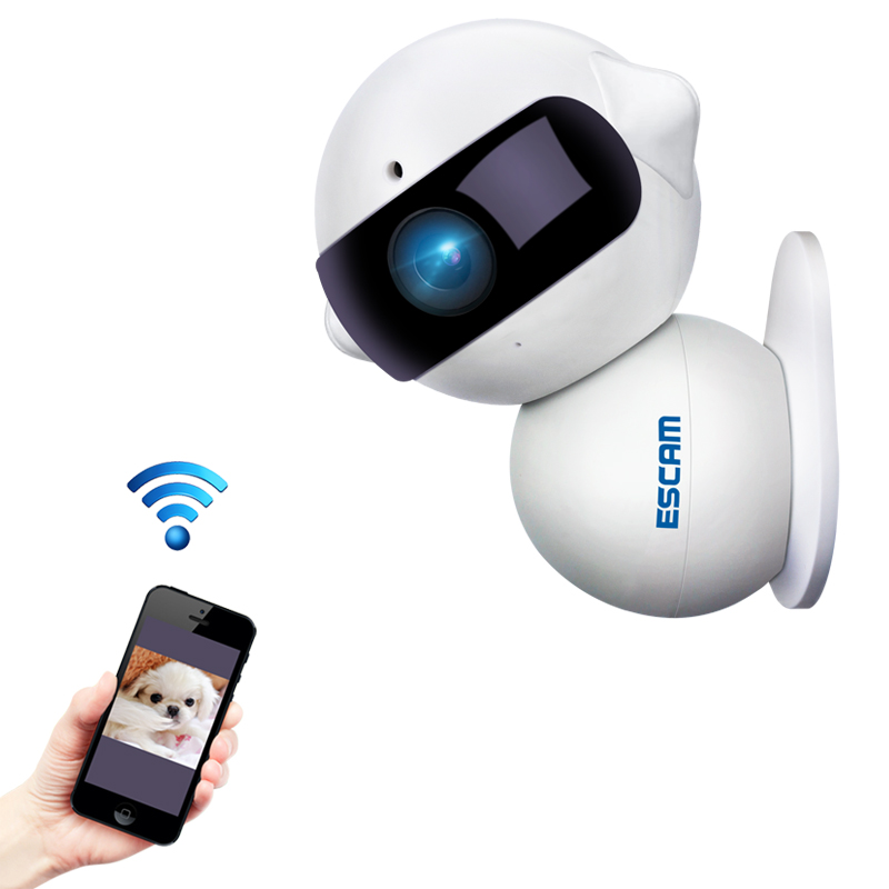 

ESCAM QF200 960P Mini Robot 1.3MP WiFi AP IR IP Camera Night Vision 360 Degree Rotation Alarm Function Two Way Audio Support 64GB TF Card