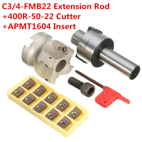 

C3/4-FMB22 Shank Extension Rod 400R-50-22 Face End Mill Cutter With 10Pcs APMT1604 Inserts