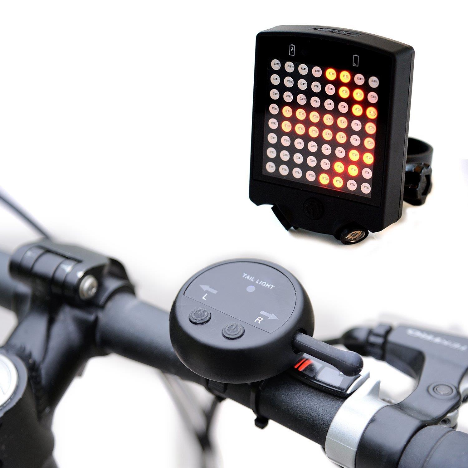

64 LED Wireless Remote Laser Bicycle Rear Tail Light Bike Turn Signals Safety Warning Light