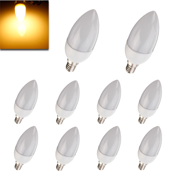

10XE14 2835 SMD 3W Warm White LED Candle Bulb Lamp AC 200-240V