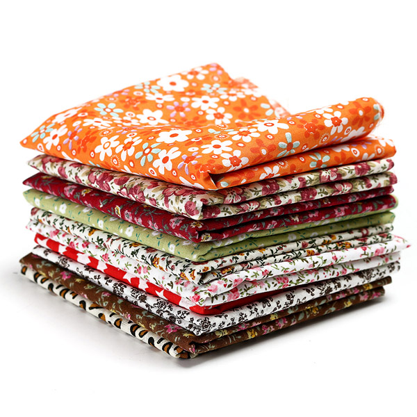 

10PCS 50*50cm DIY Handmade Cotton Floral Plain Fabric Craft Cloth Material Square Quilting Set