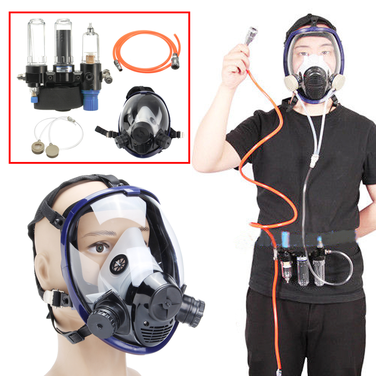 

3 in 1 Function Supplied Air Fed System Respirator 6800 Full Face Clear Gas Mask