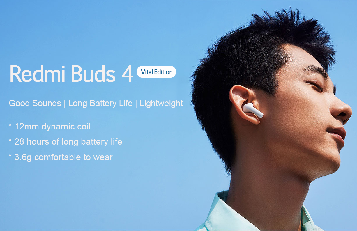 Xiaomi Redmi Buds 4 Vitality Edition - dlouhá doba provozu, pohodlné nošení