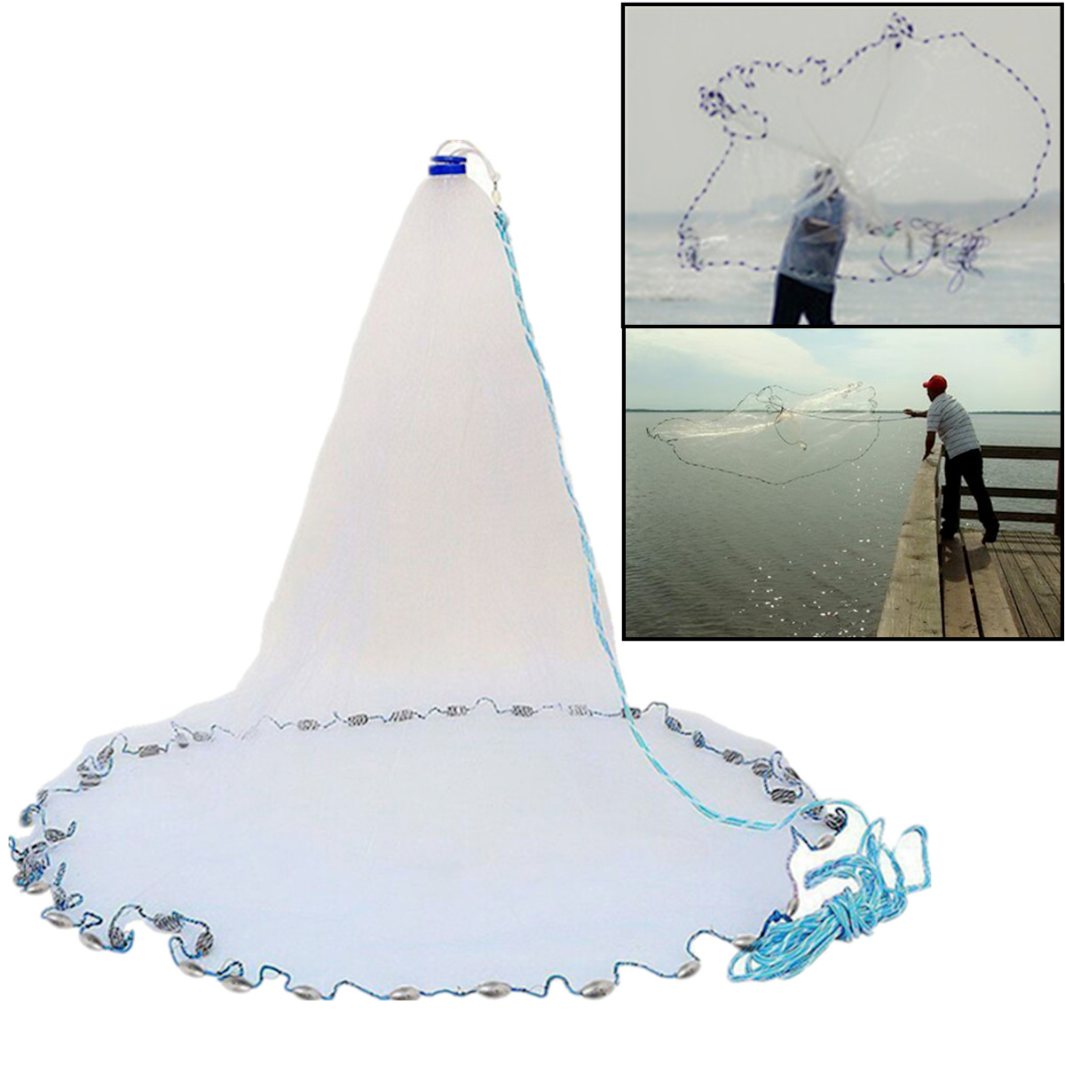 

Nylon 3.6m/10ft Fishing Cast Net American Style Throwing Trap Fishing Net With Sinker