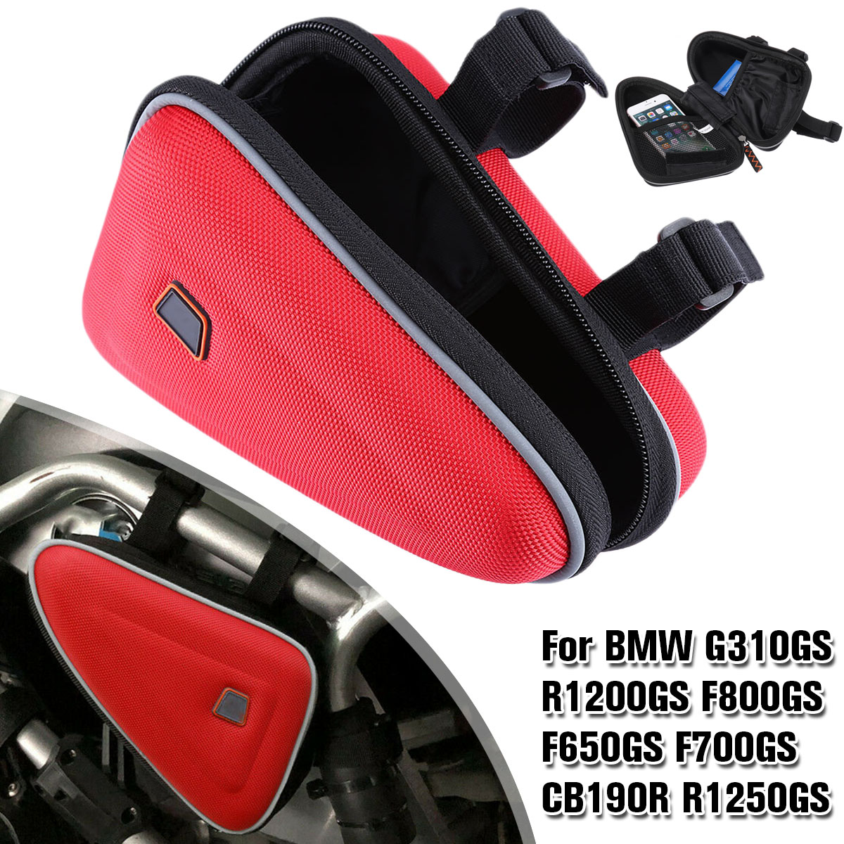 Red Motorcycle Frame Storage Bag Small Kit For BMW R1200GS F800GS F650GS F700GS 