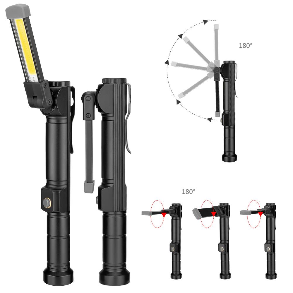 

XANES W551 LED+COB 7Modes 180°+180° Rotated Foldable Head Magnetic Tail USB Rechargeable Flashlight Work Light