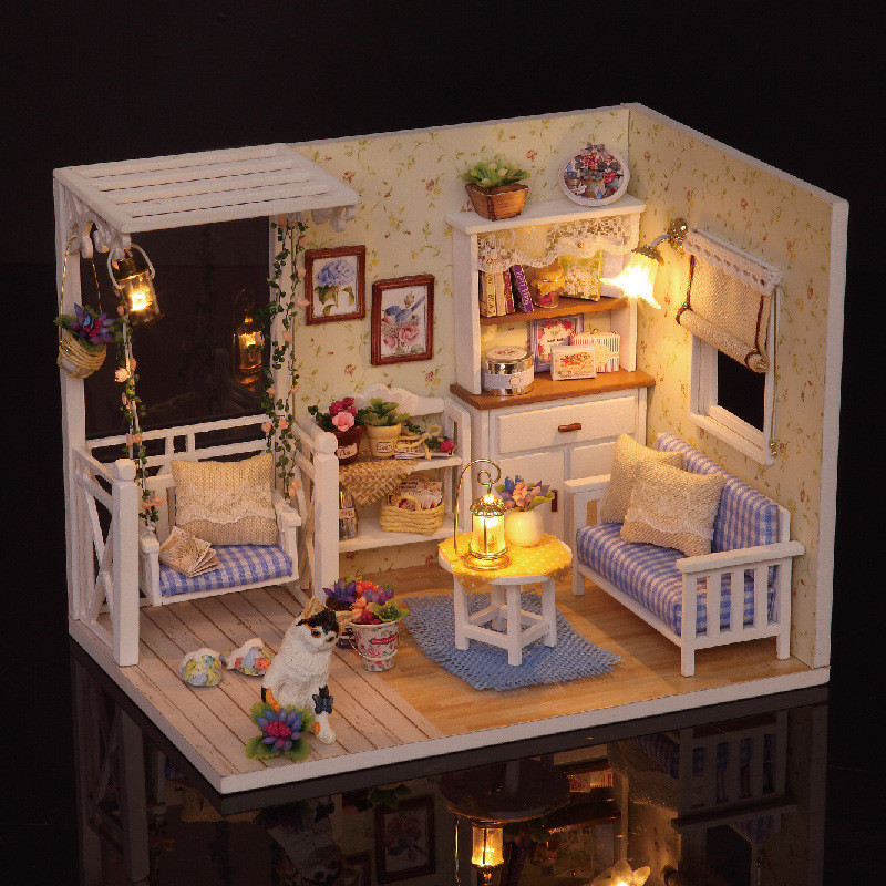 

Kitten Diary Doll House Hand-assembled DIY Toys Cats Children Light Cover Miniature Model Gift Decor