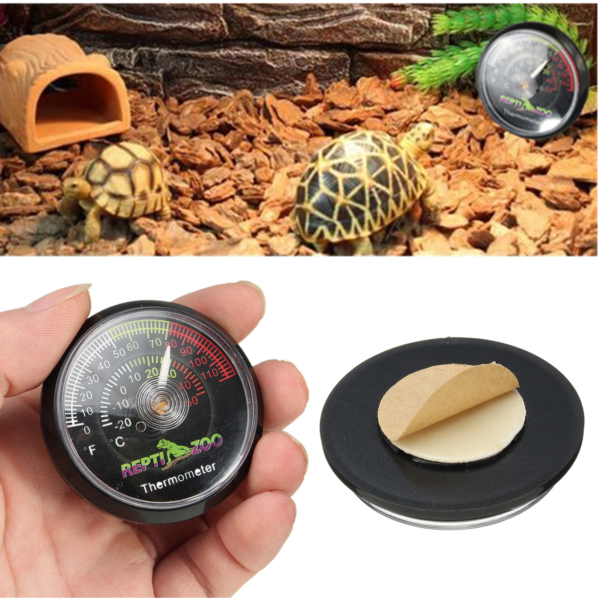 

Reptile Tortoise Vivarium Terrarium Temperature Meter Thermometer with Colour Codes