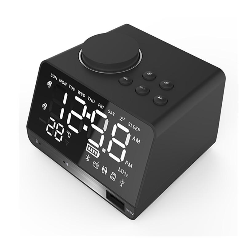 

Dual Units Wireless bluetooth Speaker Bass LED Display Alarm Clock FM Radio U Disk Speaker With Mic