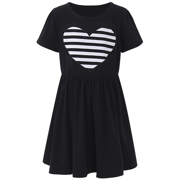 

Sweet Kid Girls Love Сердце Печатная длинная рукава Striped Платье