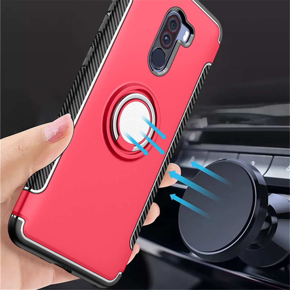 

Bakeey™ Shockproof Ultra Thin Back Cover Protective Case with Ring Holder for Xiaomi Pocophone F1 Non-original