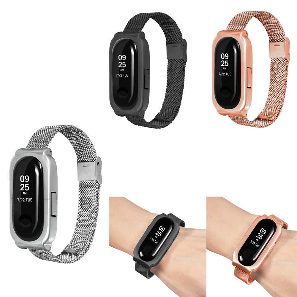 

Bakeey Anti-lost Design Mesh Stainless Steel Watch Band for Xiaomi Miband 3 Non-original