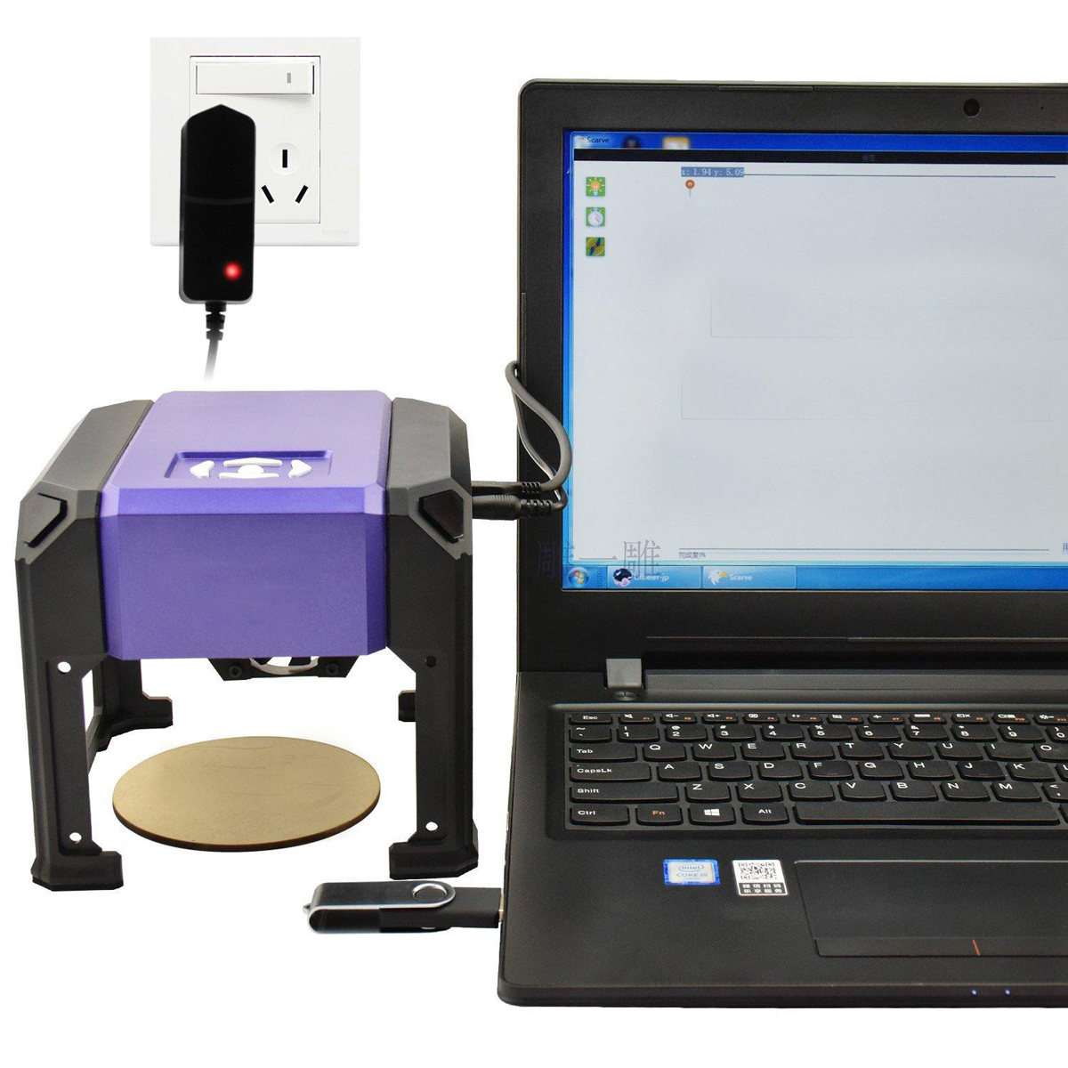 3000mW Purple DIY Laser Engraving Machine Desktop Logo Marking Engraver Mark Carver Printer 19