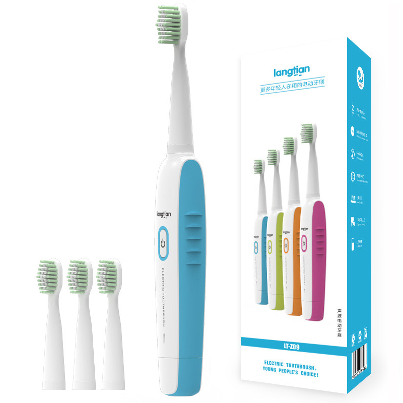 

Langtian-Z09 Ultrasonic Sonic Electric Toothbrush USB Rechargeable IPX7 Waterproof 2 Minutes Timer with 4 Replaceable To