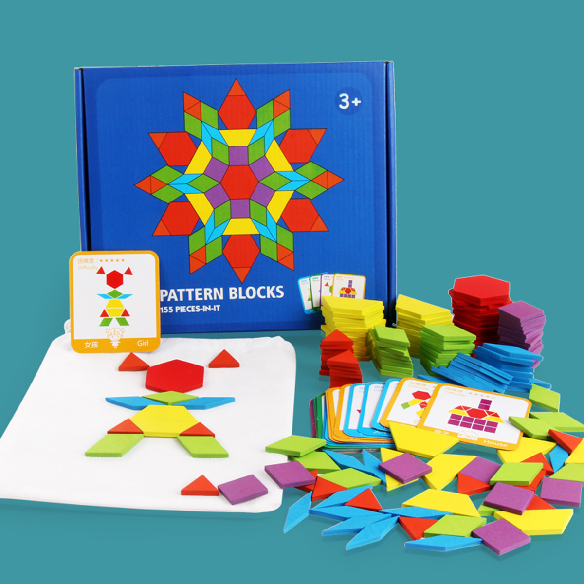 155pcs/set wood blocks kits early bright education puzzle toys ...