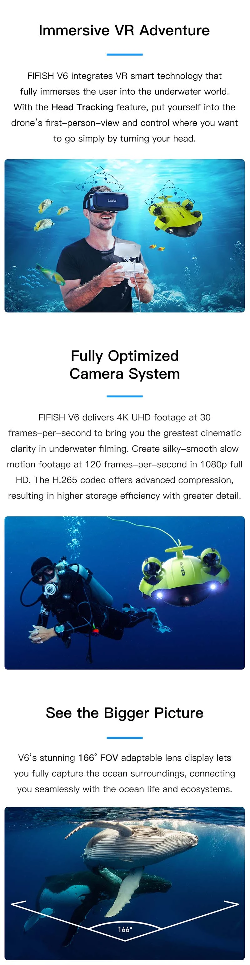 FIFISH V6: 4K UHD Underwater Robot - VR Control