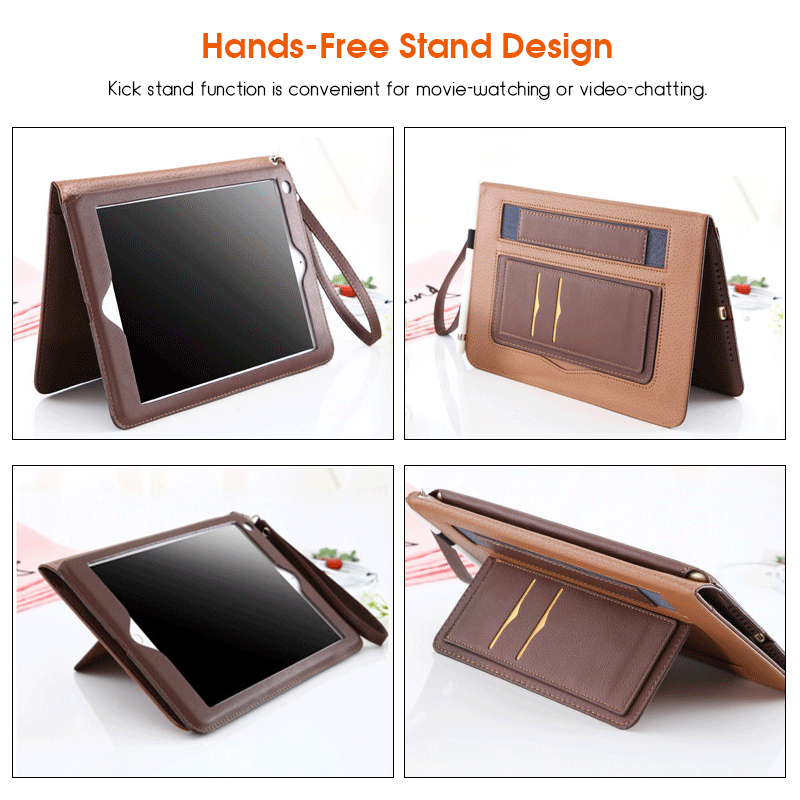 Auto Sleep/Wake Up Card Slots Strap Grip Stand Holder Tablet Case For iPad Pro 10.5 Inch/iPad 9.7 Inch 2018/iPad 9.7 Inch 2017/iPad Pro 9.7 Inch/iPad Air/Air 2 16