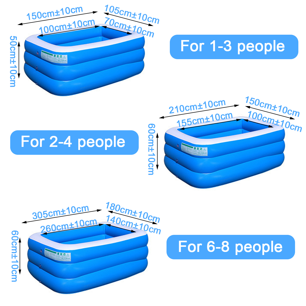 1.5/2.1/3.05M 3 Layers Portable Inflatable Swimming Pool Adults Kids Bath Bathtub Foldable Outdoor Indoor Bathroom SPA 7