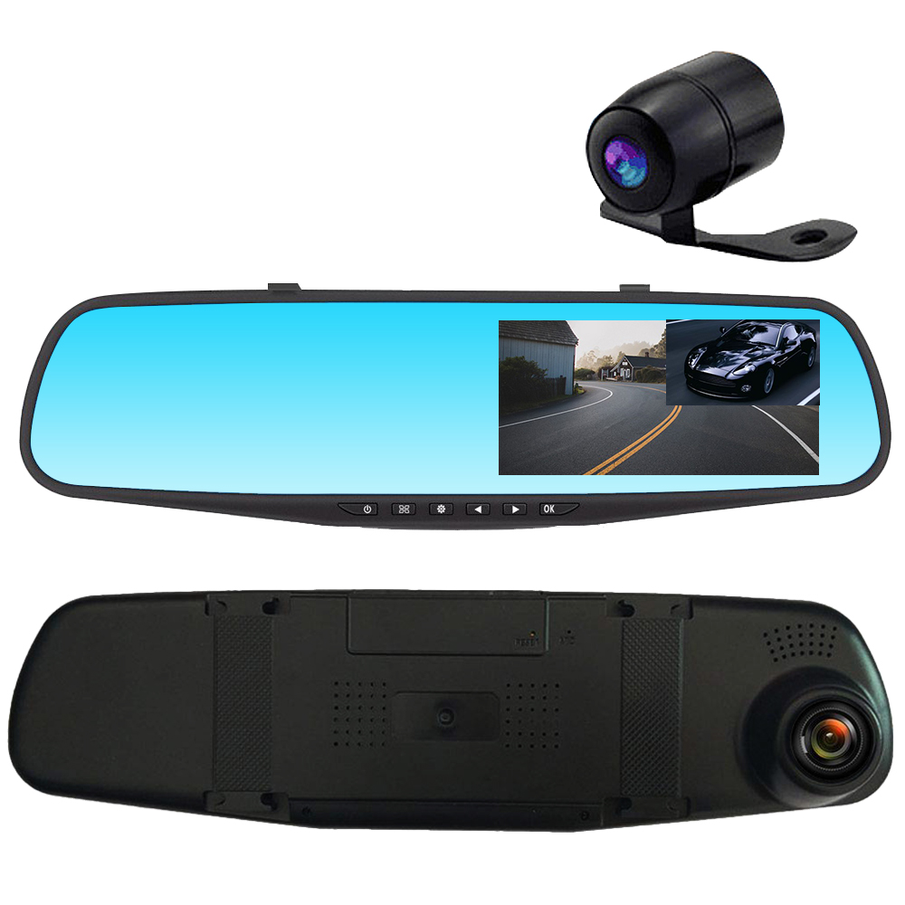 

1080P 4.3 Inch Dual Lens Night Vision Rear View Mirror and Reversing Image Recorder Car DVR